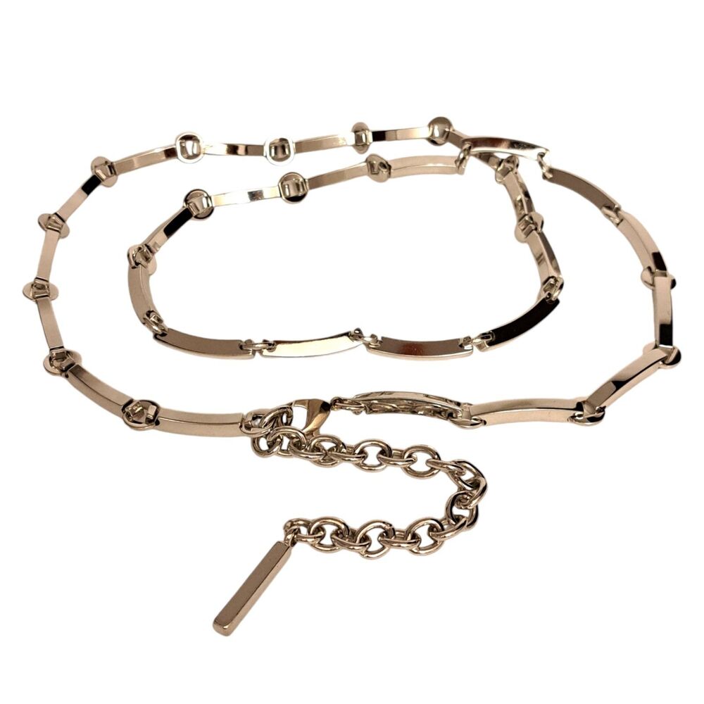 Elegant Chain Link Belt Silver Tone Adjustable Accessory